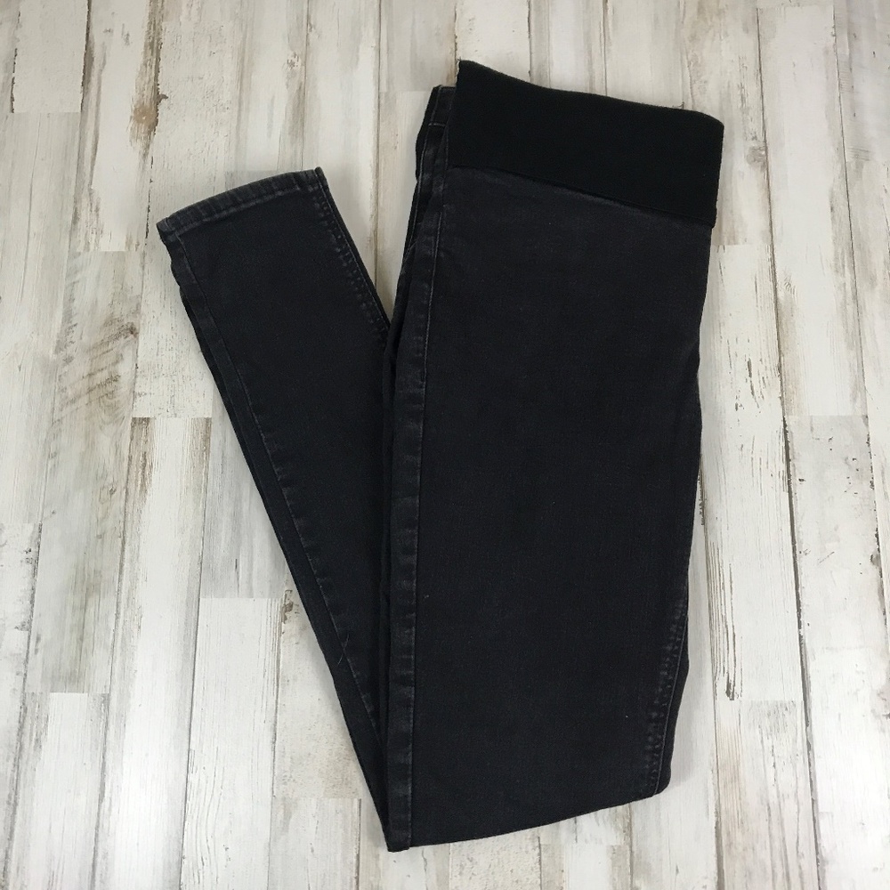 Top Shop Womens Pants 12L 32 Black Moto Skinny Stretch U18